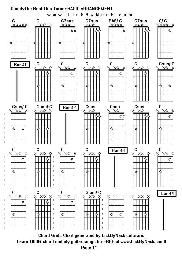 Chord Grids Chart of chord melody fingerstyle guitar song-SimplyThe Best-Tina Turner-BASIC ARRANGEMENT,generated by LickByNeck software.